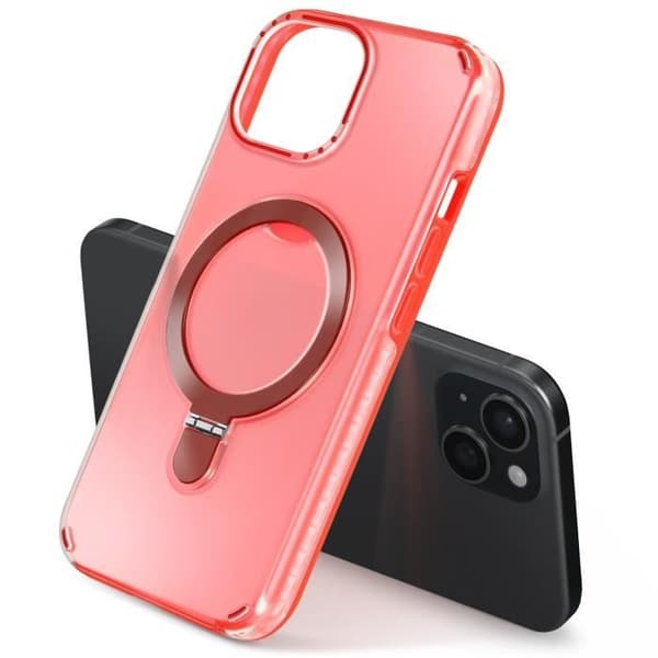 Coque MagSafe - iPhone 15 - Stødabsorberende - Fleksibel Støtte - Rød Röd