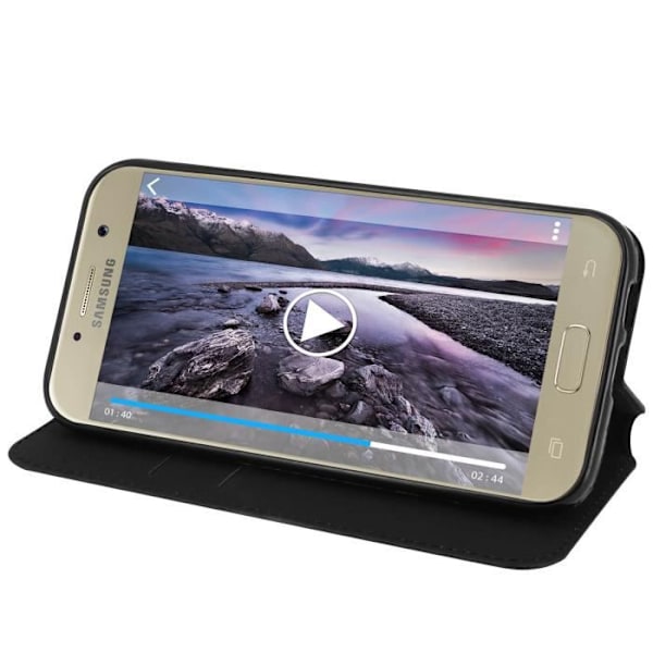 Husklap til tegnebog - AVIZAR - Samsung Galaxy A3 2017 - Sort - Semi-rigid - Støttefunktion Svart