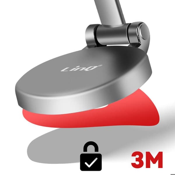 Telefonholder - LinQ - Sølv - Magnetisk - 360° roterende - Elegant design Grå