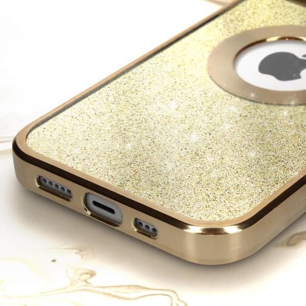 Coque iPhone 14 Pro - Protecam - Paillette Or - Silicon Gel - Kamera Skyddad - Elegant Guld