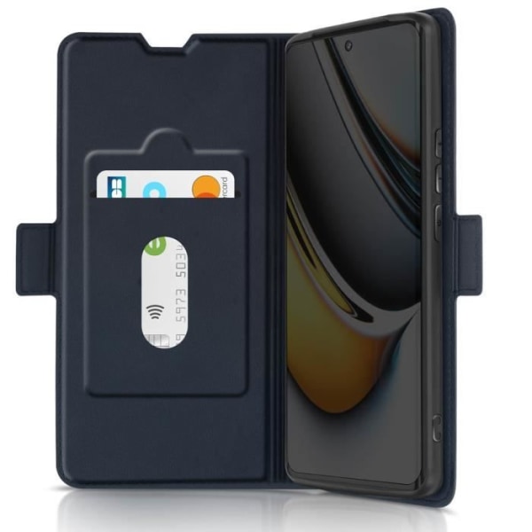 Fodral för Realme 11 Pro och 11 Pro Plus korthållare Stand Wallet Slim Midnight Blue Blå