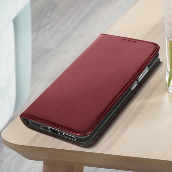 Xiaomi Redmi 10C Cover Flip Card Holder Funktion Video Support Burgundy Red