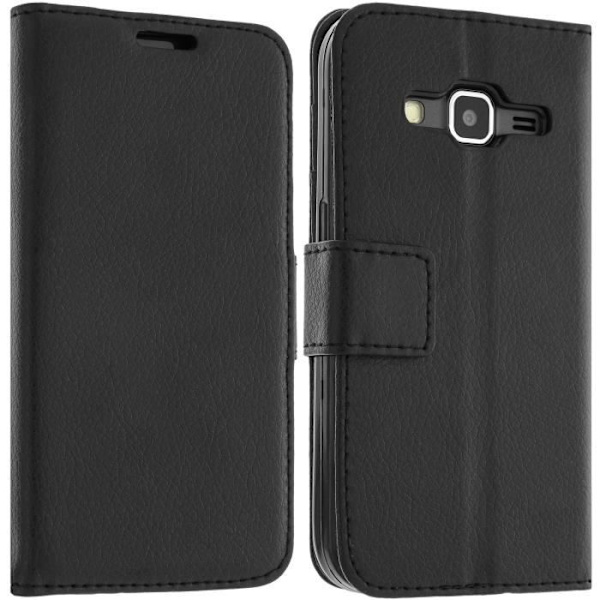 Lompakko - Avizar - Samsung Galaxy Core Prime - Tekonahkaa - Musta - Tukiominaisuus Svart