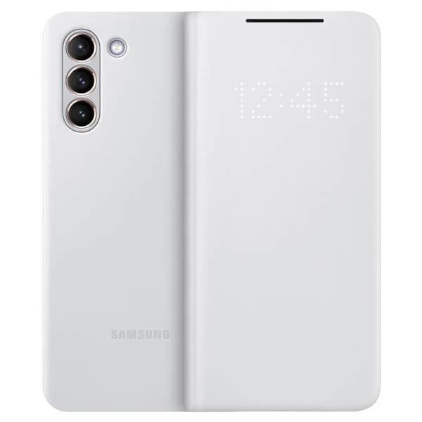 Etui - Samsung - Galaxy S21 - Smart flap - Farve Sølvgrå - Blød Silvergrå