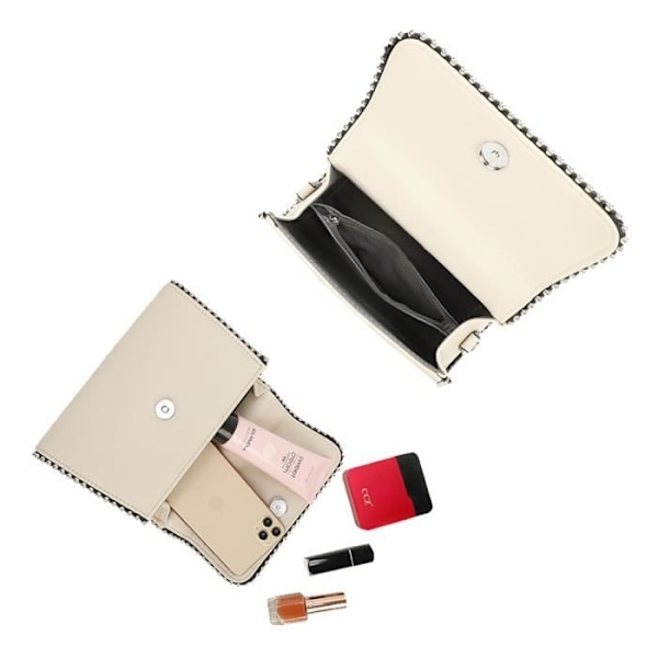 Elegancy Studded Gallantry -käsilaukku - Beige - Rakeinen ulkonäkö - Magneettinen sulkeminen Beige