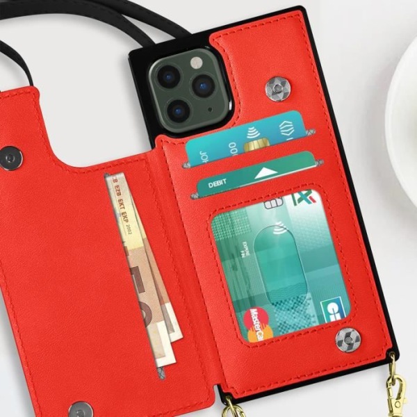 iPhone 11 Pro lanyard-etui med kortholder Videostøtte Rød lanyard