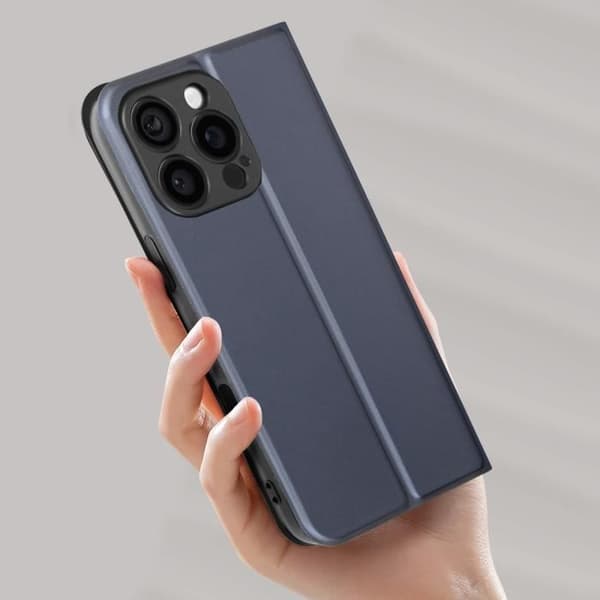 Fodral till iPhone 16 Pro - AVIZAR - Soft touch - Korthållare - Videostöd - Blå Blå