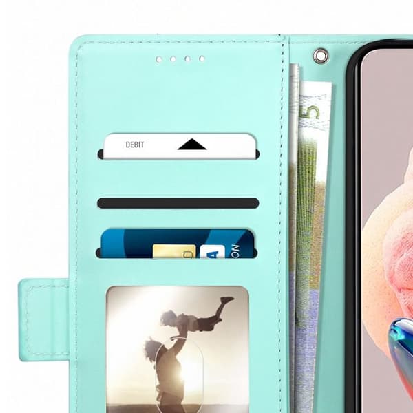 Plånboksfodral för Galaxy A27 Läderlook Sytt med Stödfunktion Blågrön Blå