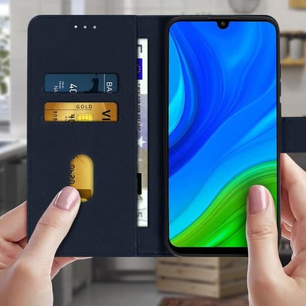 Étui Huawei P smart 2020 - AVIZAR - Hel täckning - Silikongel - Stödfunktion - Kortfack Blå