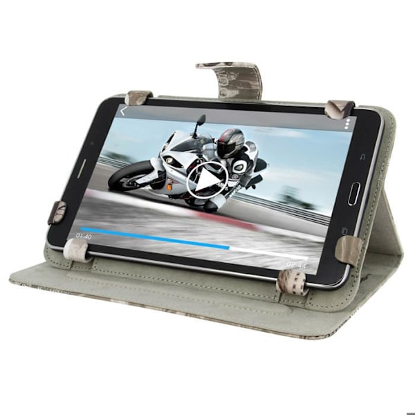 Housse Etui Folio Akashi Design Hollywood Tablets 7'' til 8''' Grå