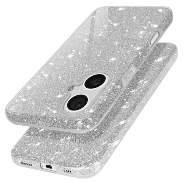 Glitterfodral till iPhone 16 Plus i silikon och polykarbonatsilver Grå