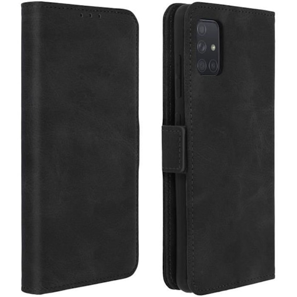 Hus för Samsung Galaxy A51 - AVIZAR - Fodral Folio - Silikongele - Svart - Stödfunktion Svart