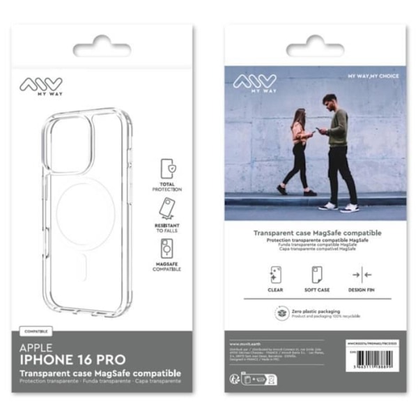 Beskyttelsescover til iPhone 16 Pro MagSafe Myway Transparent Transparent