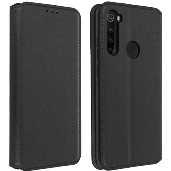 Hölster - AVIZAR - Xiaomi Redmi Note 8 - Ekoskinn - Ställfunktion - Svart Svart