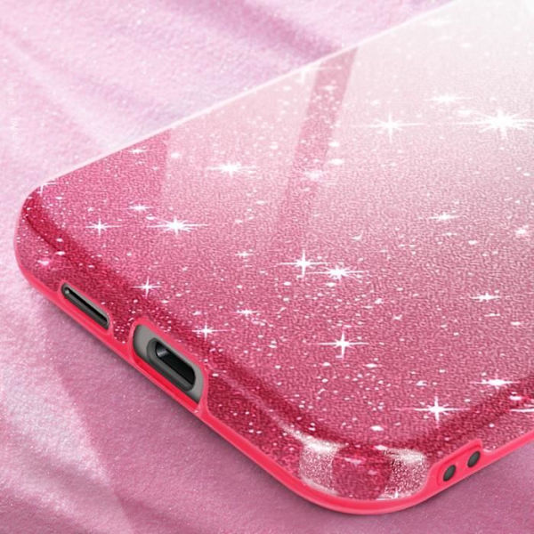 Suojakuori Samsung Galaxy S24 Plus Glitter Silikoni Puolijäykkä Hieno valkoinen / Pinkki - AVIZAR - Glamour - Mixed Rosa