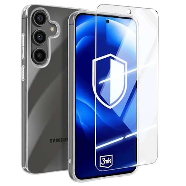 Siliconfodral för Samsung Galaxy S24 FE med stöttålig härdat glas 3mk Transparent Transparent