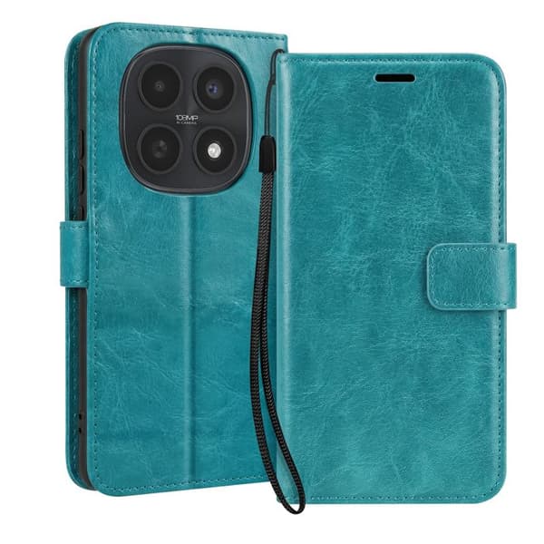Plånboksfodral för Redmi Note 15 5G / 4G med handledsrem och ställfunktion Mayaxess Turkos Blå