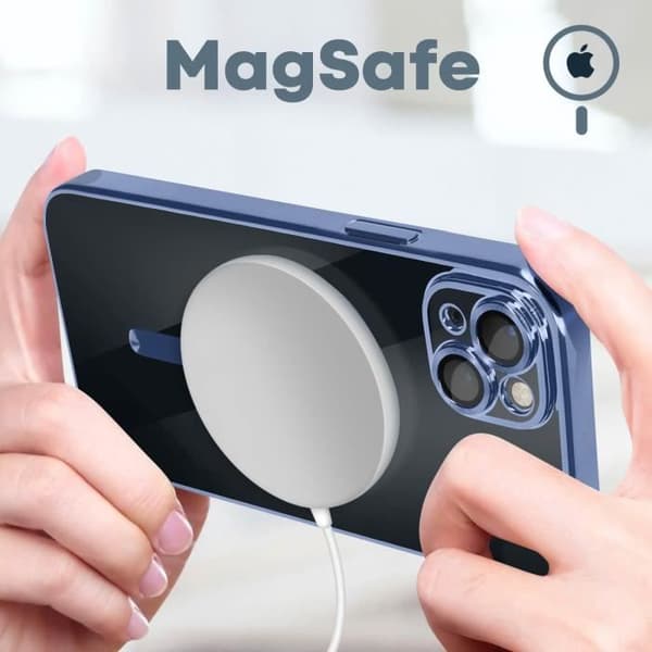 MagSafe cover - AVIZAR - iPhone 13 - Silikone - Krom - Kamerabeskyttelse Blå