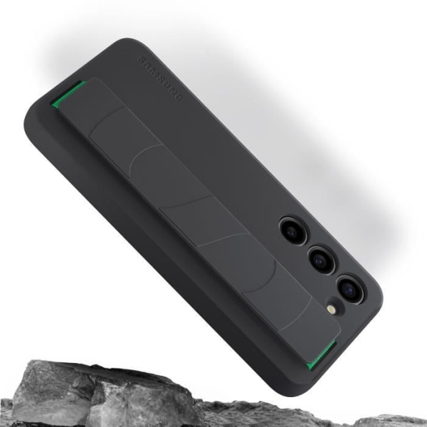 Originalt Samsung S23 Plus silikonetui, mat finish med sort strop Svart