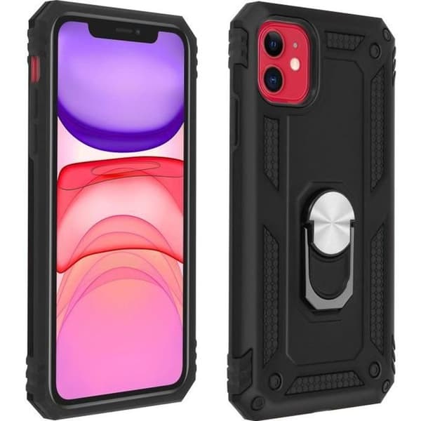 Coque - ADVARSEL - iPhone 11 - Stødsikker - Video Støtte Ring - Sort Svart