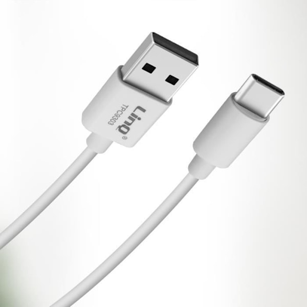 USB-USB Type C -kaapeli Lataus ja synkronointi Pikalataus 5A 3m LinQ White