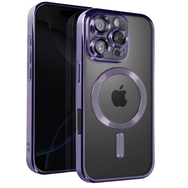 Coque MagSafe til iPhone 16 Pro Silikonkant Chromé Lilla Violett