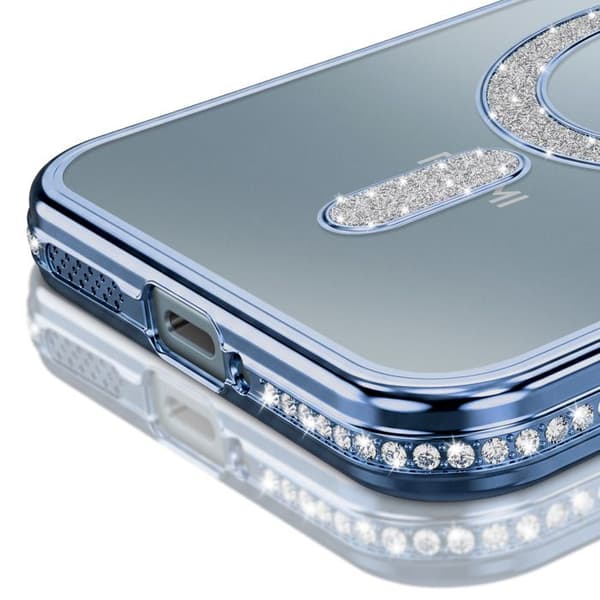 Cover til Redmi Note 15 Pro 5G Kompatibel med MagSafe med Blå Rhinsten Kant Blå