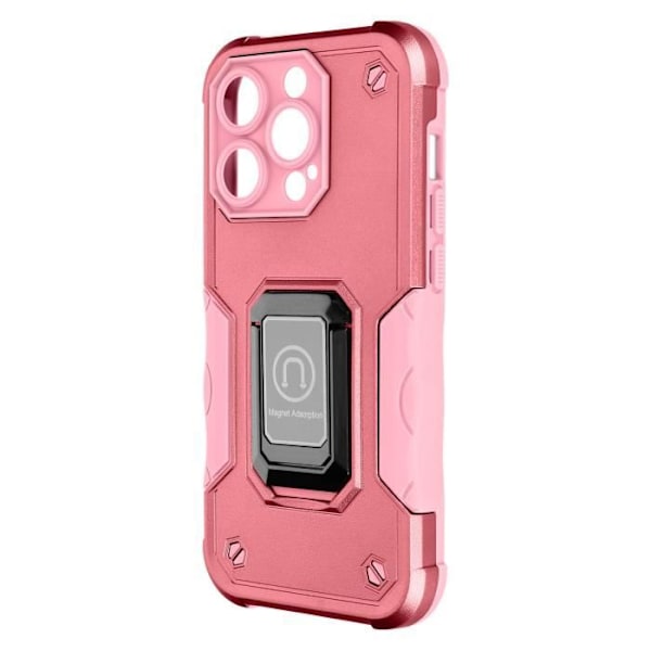 iPhone 14 Pro Shockproof Hybrid Cover med Magnetisk Ring Holder Pink Rosa