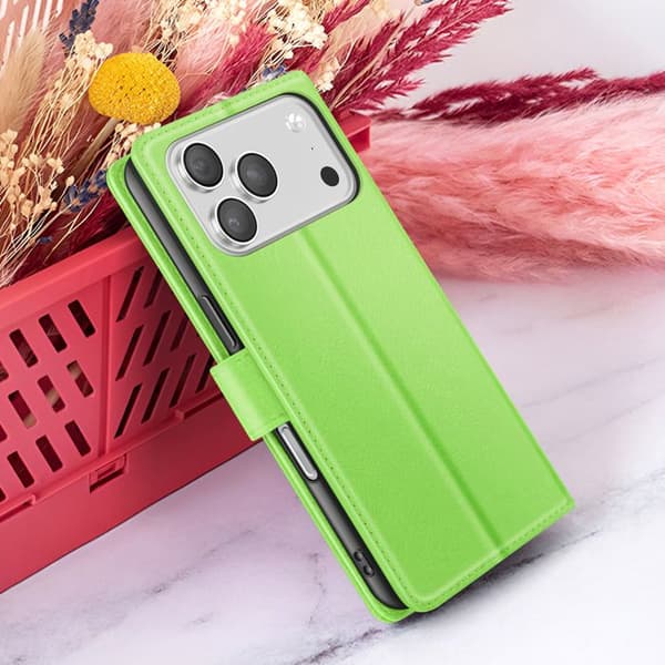 Pungetui - ZANAÉ - iPhone 17 Pro Max - Grøn - Videost støtte - Magnetisk flap Grön