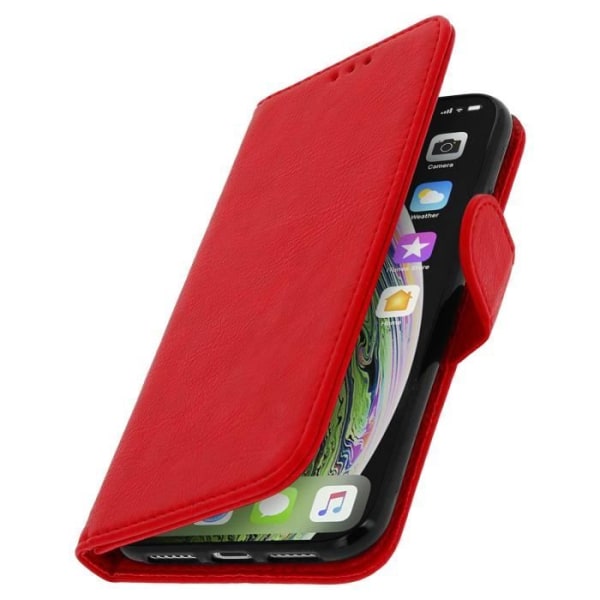 Skal - AVIZAR - iPhone XR - Röd - Flip-fodral - Videostöd - Korthållare Röd