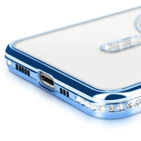 Coque - Diamant - iPhone 13 Pro - Blå Strass - Rigide - Kompatibel med MagSafe Blå