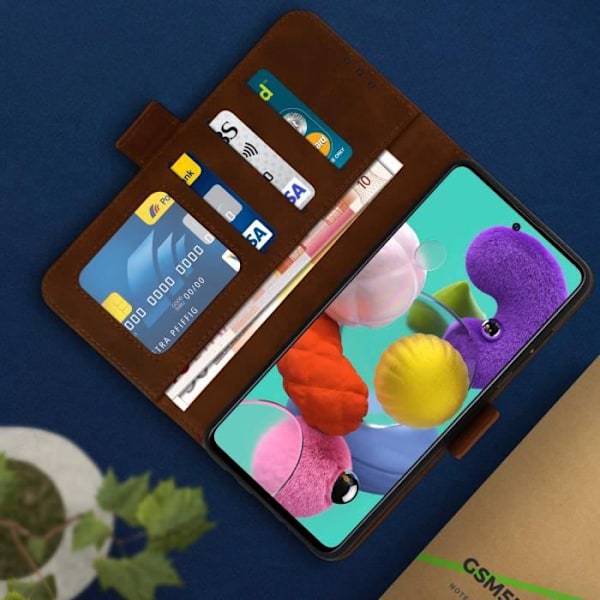 Fodral för Samsung Galaxy A51 - AVIZAR - Folioväska - Kortficka - Stödfunktion - Brun kastanj