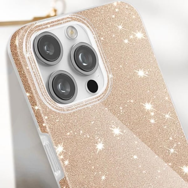 Glitter Case iPhone 16 Prolle - AVIZAR - Silikoni ja polykarbonaatti - Keltainen - Kiiltävä - Sekalainen Gul