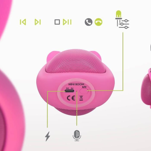 3W Bluetooth-högtalare Batteritid 3h Luminous Rabbit Design Moxie Pink