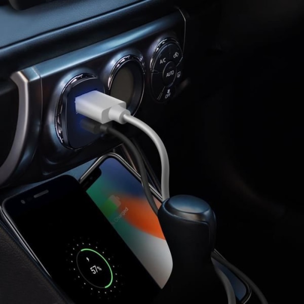 Laturin Sytyttimeen - Baseus - 5A - Nopean Latauksen - 2 USB Porttia - USB Type C Svart