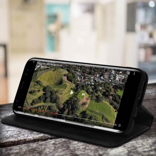 Fodral folio plånbok - AVIZAR - Galaxy S8 Plus - Silikon Gel - Video Stöd - Svart Svart