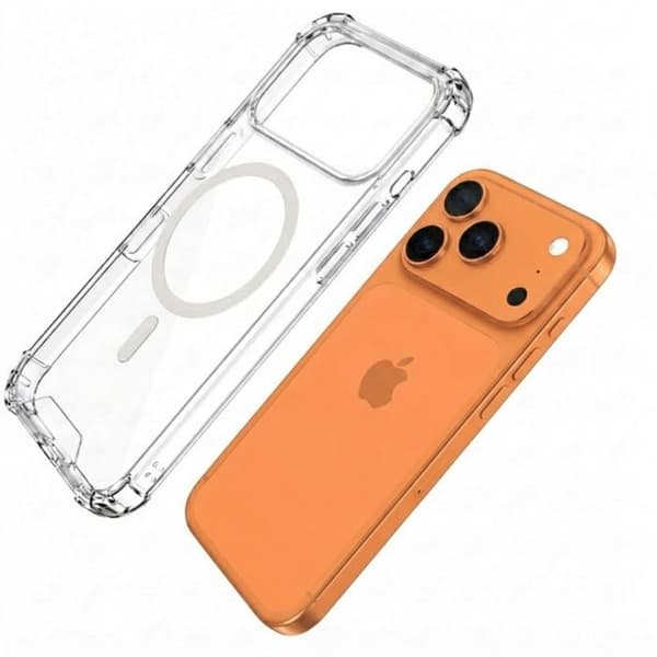 MagSafe-cover til iPhone 17 Pro Max Stødabsorberende Bumper med Forstærkede Hjørner Gennemsigtig Vit