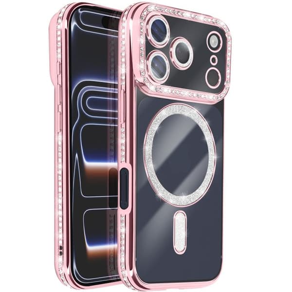 MagSafe cover - AVIZAR - iPhone 17 Pro - Rose champagne - Strassé - Optimal beskyttelse Rosa
