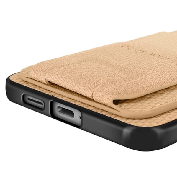 Coque Carbone til Samsung S25 Edge Silikone Kortholder Støtte Beige Beige