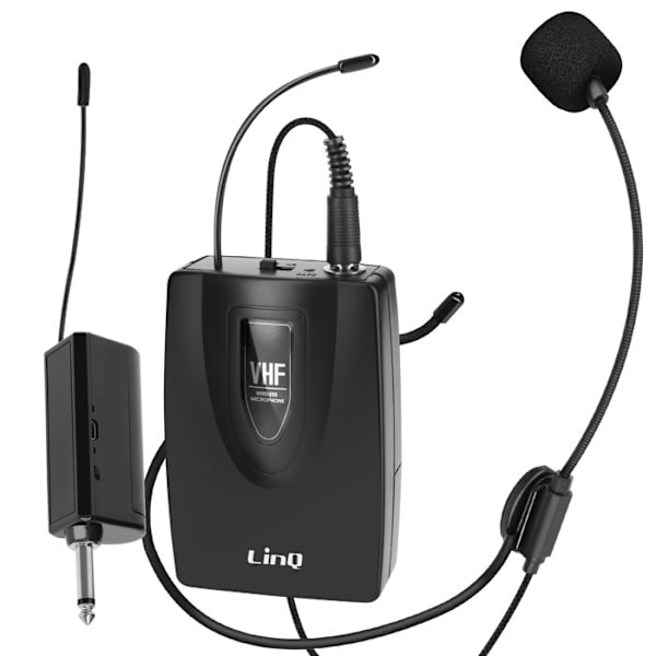 Trådløs headset mikrofon LinQ, Sender 30m, sort