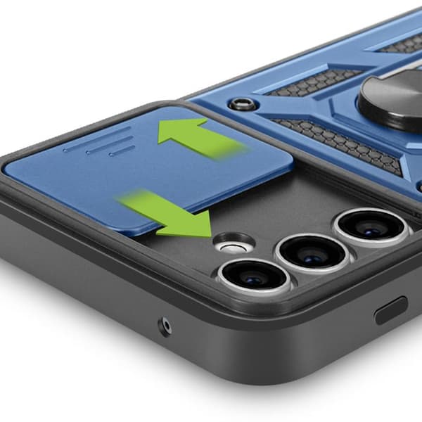 Fodral för Samsung Galaxy A55 Ring Support Sliding Camera Cover Mayaxess Night Blue Blå