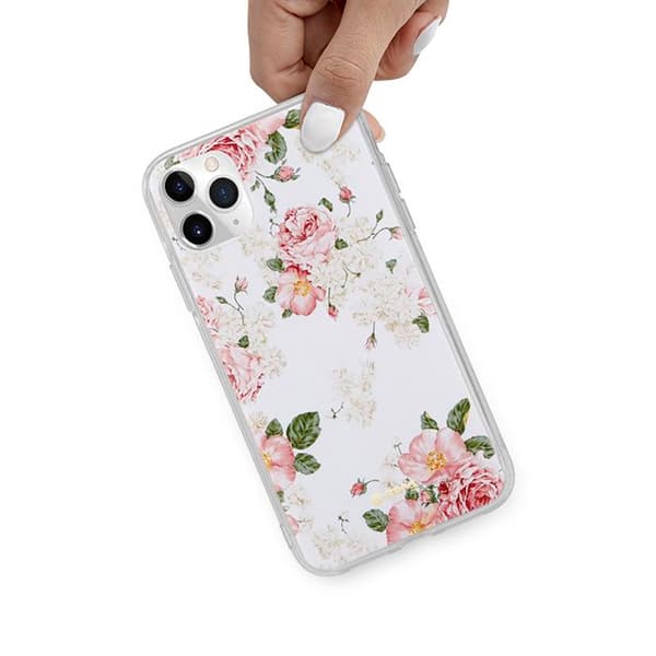 Mobilskal - Crong - Blomma - iPhone 11 Pro - Blommönster - Flexibel - Guldig gyllene