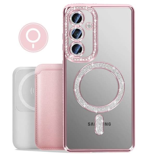 Coque - Samsung - Galaxy S25 Plus - Rose - Strass - MagSafe - Elegant Rosa