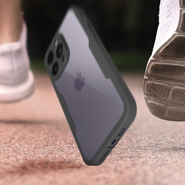 Fodral för iPhone 14 Pro Stötsäkert plexiglas på baksidan och frontpolymer Outline svart Svart