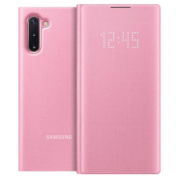 Huppu - Samsung - Galaxy Note 10 - Korttitasku - LED-näyttökansi - Vaaleanpunainen Rosa