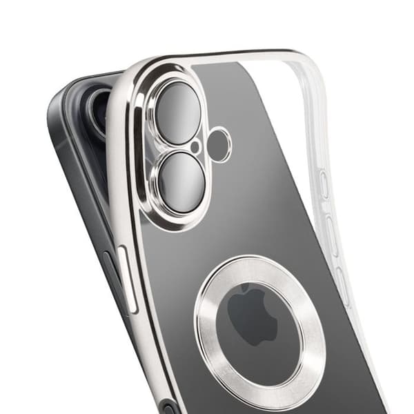 Cover til iPhone 17 - AVIZAR - Blødt Silikone - Kromkant i Sølv - Stødbeskyttelse - Elegant Grå