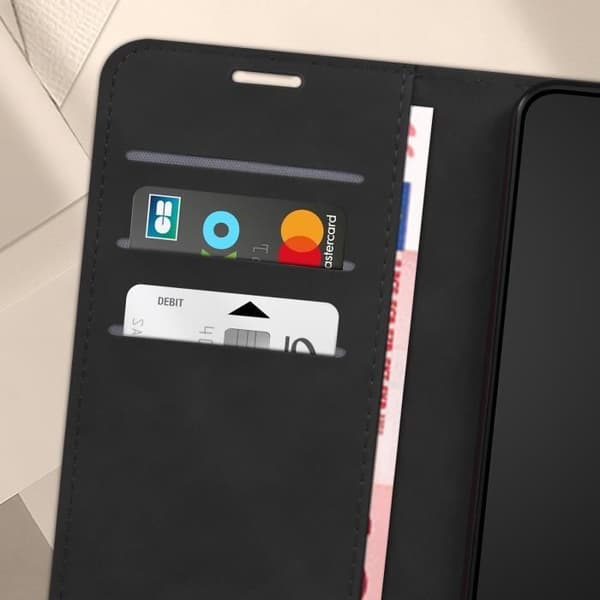Etui til Samsung Galaxy S24 Flip Wallet og videoholder Sort Svart