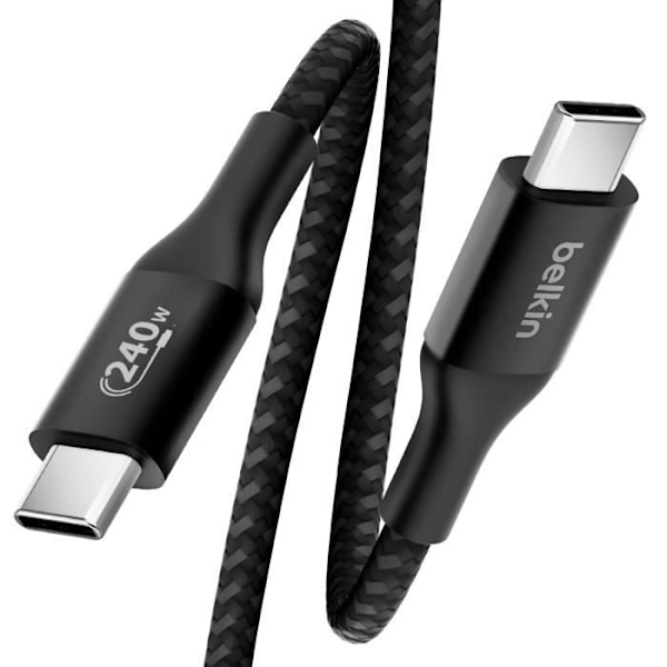 USB C-strømladerkabel 240W USB-IF-certificeret Nylonvævet 1m Belkin Sort Svart
