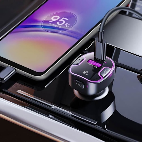 FM Bluetooth-transmitter - XO - Sort - USB-oplader - Bluetooth 5.3 - Håndfri Svart