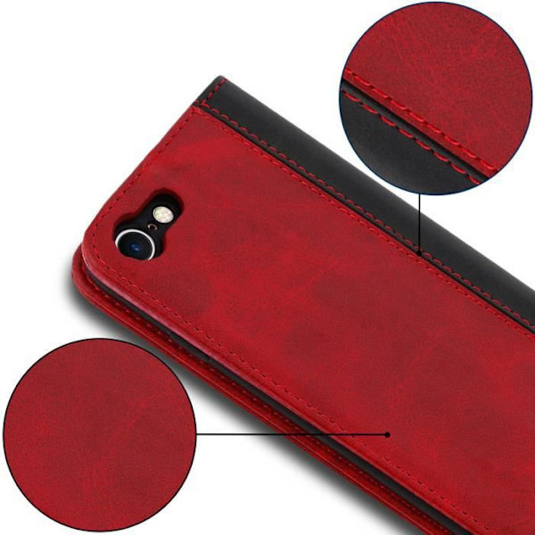 iPhone 7 och 8 fodral - AVIZAR - Folio fodral - Ekoleder Röd - Kortförvaring - Stöd Röd